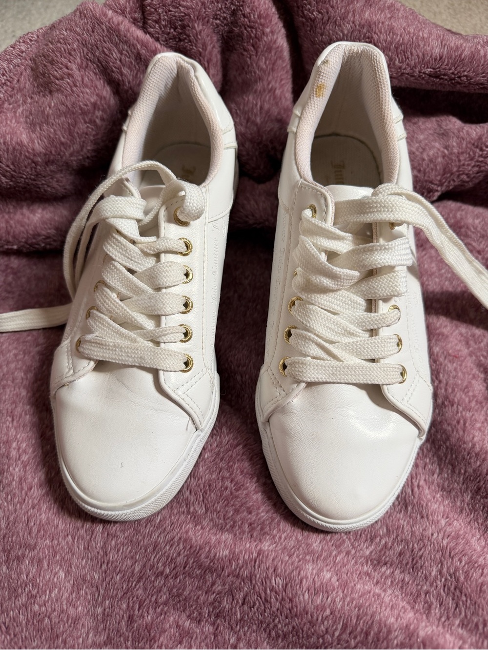 Juicy Couture White Sneakers with Gold Eyelets